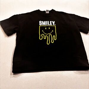 Zara Black Sweatshirt with Yellow Smiley Design